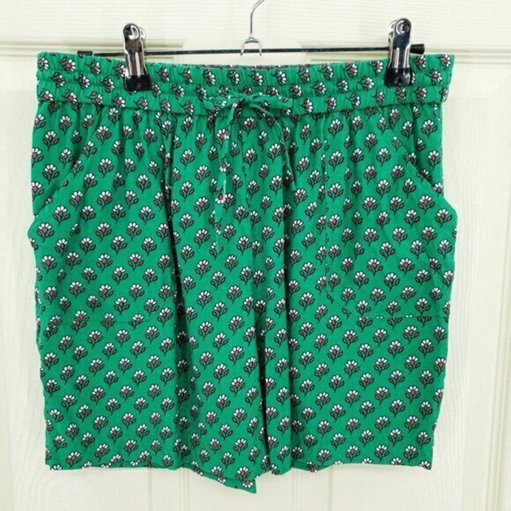 Boden Talia Pull-On Lightweight Printed Pocket Shorts US 4 Green/Pink Floral